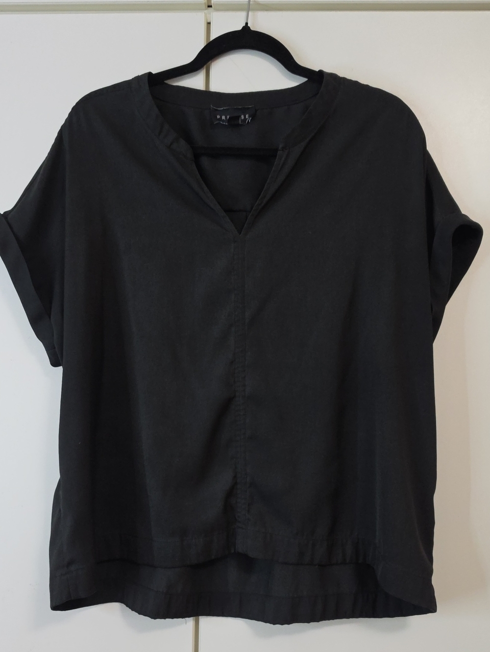 Premise Black V-Neck Short Sleeve Tunic Top